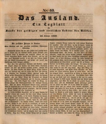 Das Ausland Donnerstag 22. Februar 1838