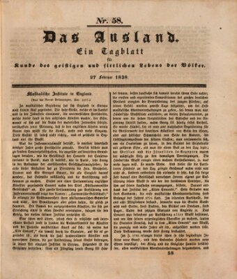 Das Ausland Dienstag 27. Februar 1838