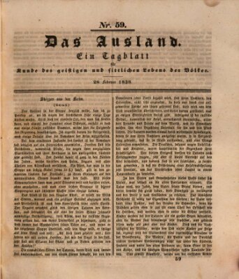 Das Ausland Mittwoch 28. Februar 1838