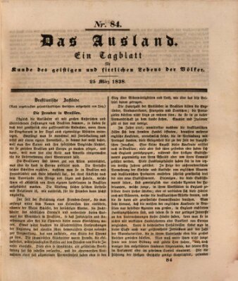 Das Ausland Sonntag 25. März 1838