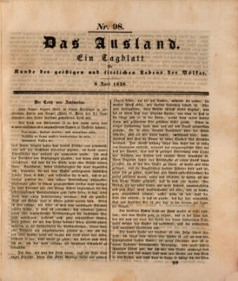 Das Ausland Sonntag 8. April 1838