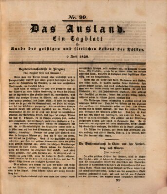 Das Ausland Montag 9. April 1838