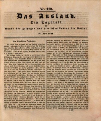 Das Ausland Freitag 20. April 1838