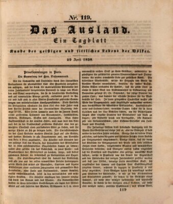 Das Ausland Sonntag 29. April 1838