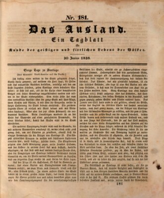 Das Ausland Samstag 30. Juni 1838