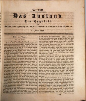 Das Ausland Mittwoch 11. Juli 1838