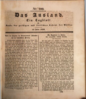 Das Ausland Donnerstag 12. Juli 1838