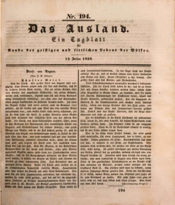 Das Ausland Freitag 13. Juli 1838