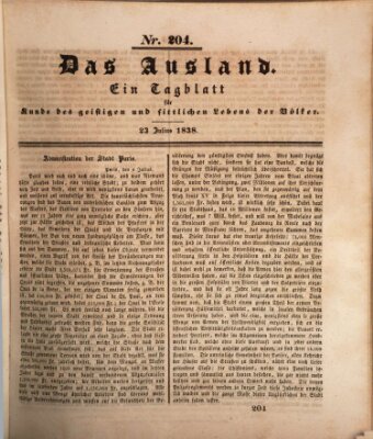 Das Ausland Montag 23. Juli 1838