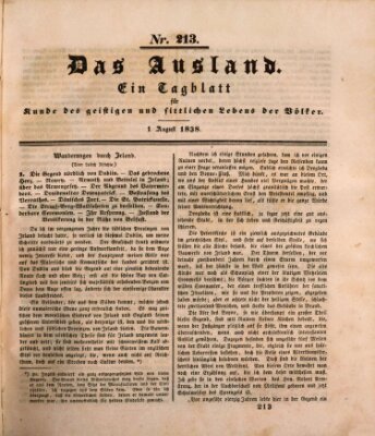 Das Ausland Mittwoch 1. August 1838