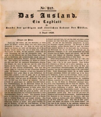 Das Ausland Sonntag 5. August 1838