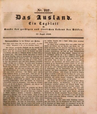 Das Ausland Mittwoch 15. August 1838