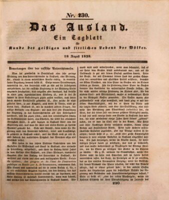 Das Ausland Samstag 18. August 1838