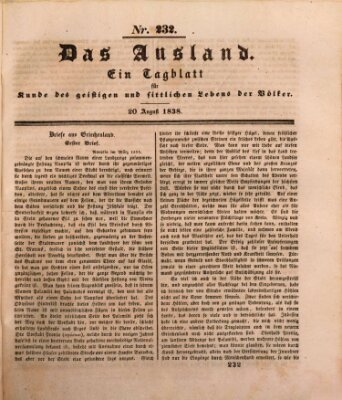 Das Ausland Montag 20. August 1838