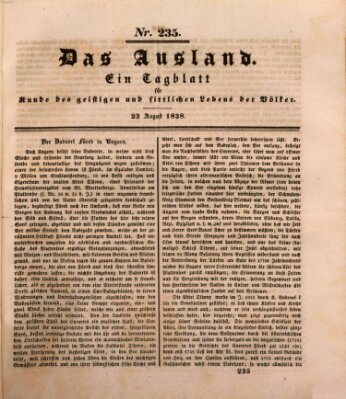 Das Ausland Donnerstag 23. August 1838