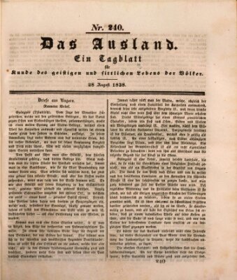 Das Ausland Dienstag 28. August 1838