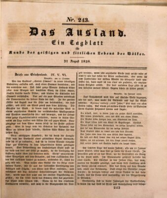 Das Ausland Freitag 31. August 1838