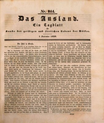 Das Ausland Samstag 1. September 1838