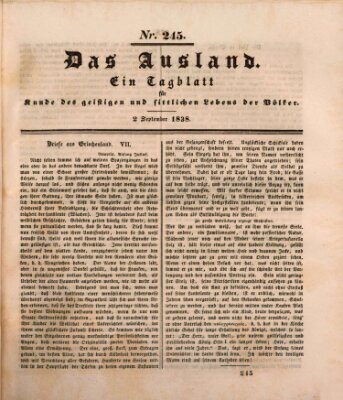 Das Ausland Sonntag 2. September 1838