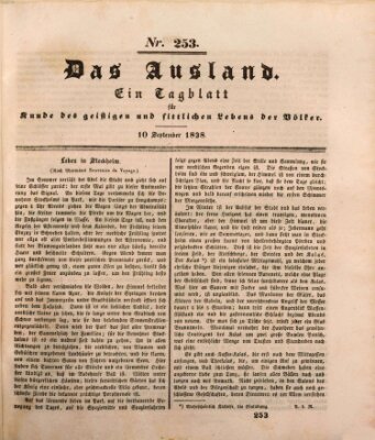 Das Ausland Montag 10. September 1838