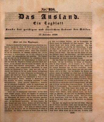 Das Ausland Samstag 15. September 1838