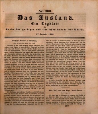 Das Ausland Montag 17. September 1838