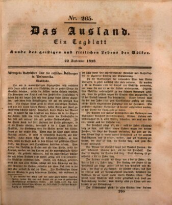 Das Ausland Samstag 22. September 1838