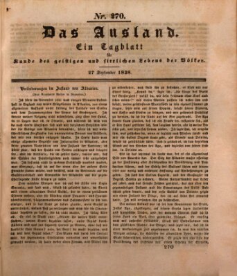 Das Ausland Donnerstag 27. September 1838