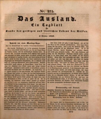 Das Ausland Dienstag 2. Oktober 1838