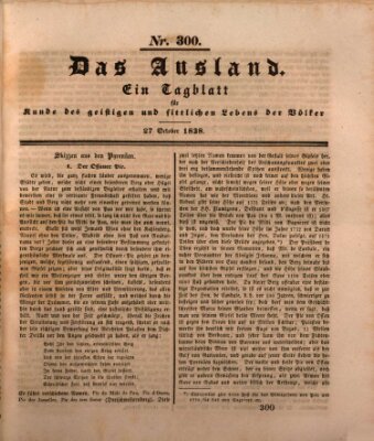 Das Ausland Samstag 27. Oktober 1838