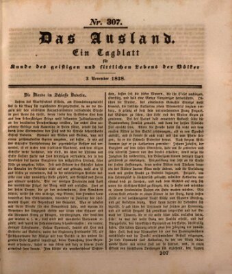 Das Ausland Samstag 3. November 1838