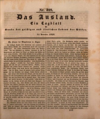 Das Ausland Mittwoch 14. November 1838