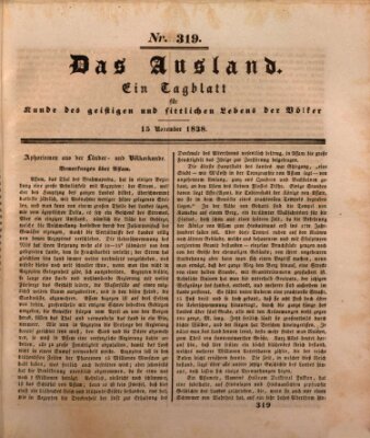 Das Ausland Donnerstag 15. November 1838