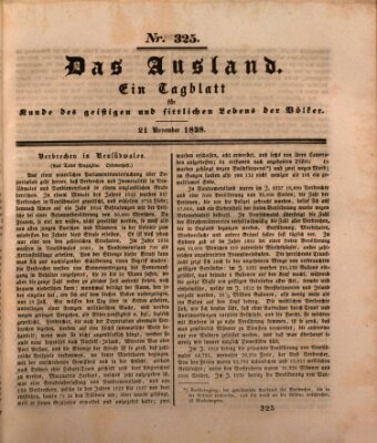 Das Ausland Mittwoch 21. November 1838