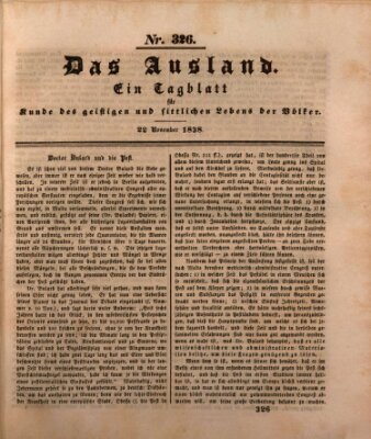 Das Ausland Donnerstag 22. November 1838