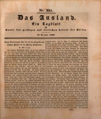 Das Ausland Dienstag 27. November 1838