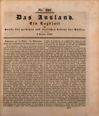 Das Ausland Montag 3. Dezember 1838