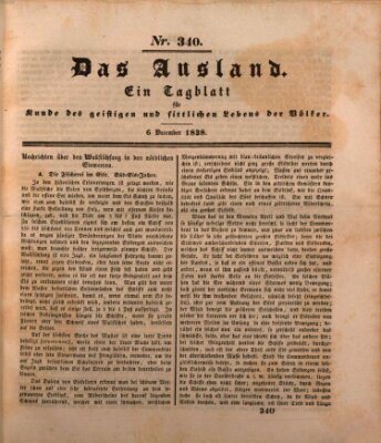 Das Ausland Donnerstag 6. Dezember 1838