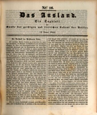 Das Ausland Donnerstag 16. Januar 1845