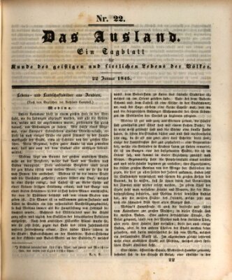 Das Ausland Mittwoch 22. Januar 1845