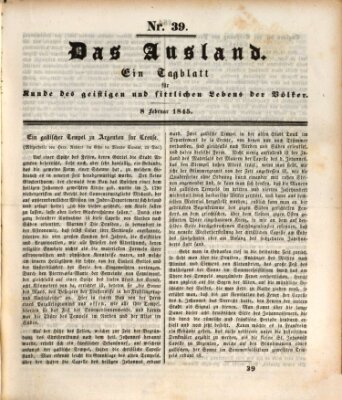 Das Ausland Samstag 8. Februar 1845