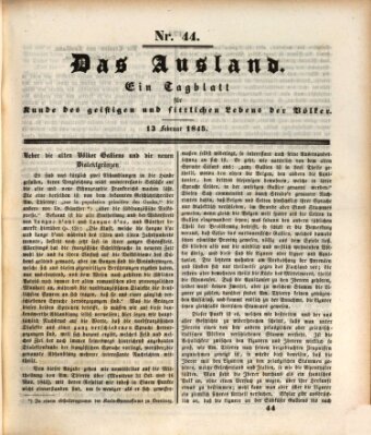 Das Ausland Donnerstag 13. Februar 1845