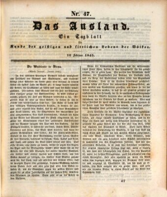 Das Ausland Sonntag 16. Februar 1845