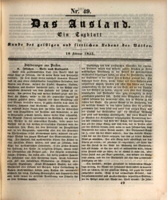 Das Ausland Dienstag 18. Februar 1845