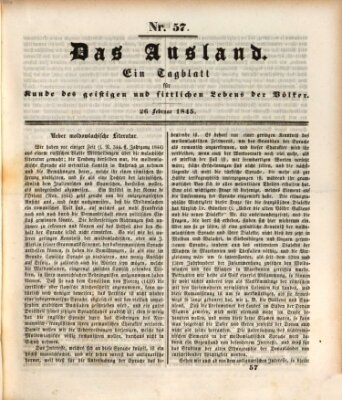 Das Ausland Mittwoch 26. Februar 1845