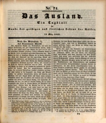 Das Ausland Samstag 15. März 1845