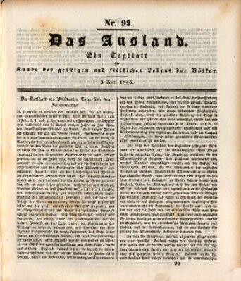 Das Ausland Donnerstag 3. April 1845