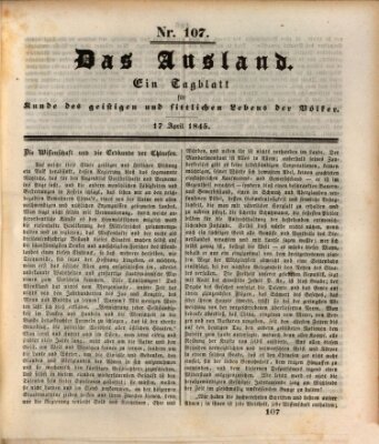 Das Ausland Donnerstag 17. April 1845