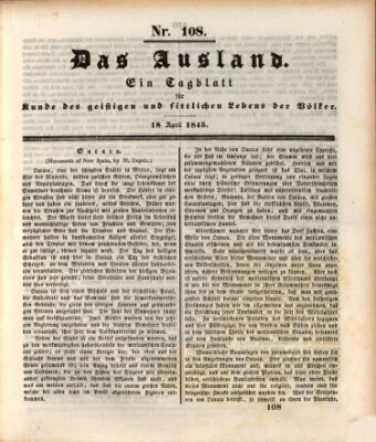 Das Ausland Freitag 18. April 1845