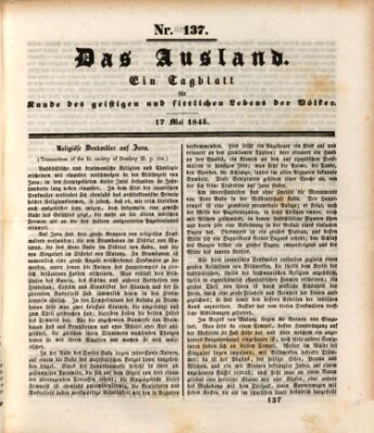 Das Ausland Samstag 17. Mai 1845